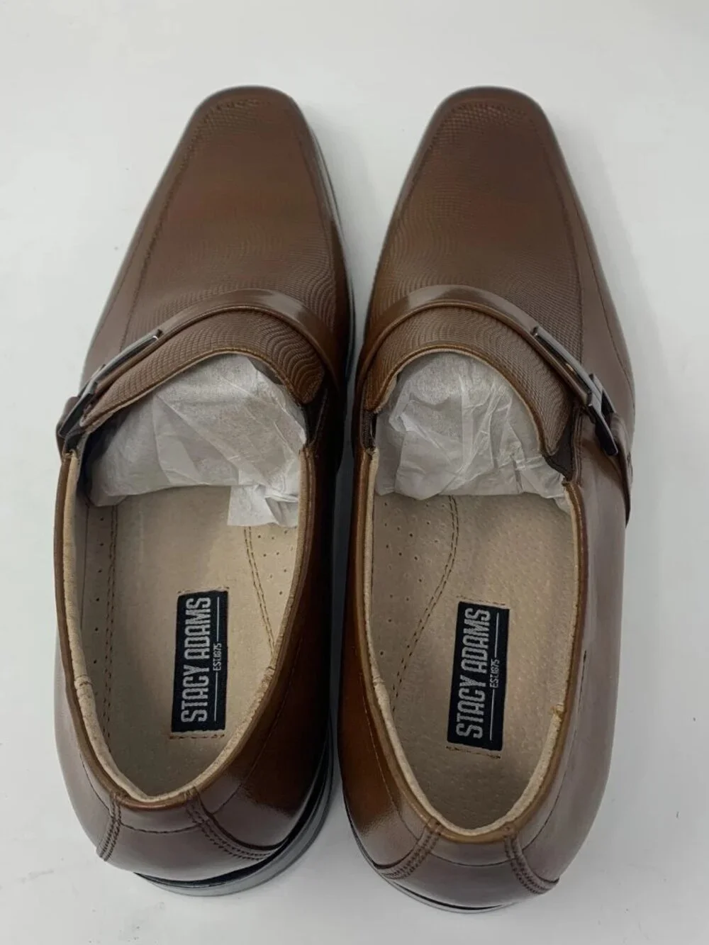 Stacy Adams Beau 24692-221 Loafers Men 7.5 M Cognac Leather Moc Toe Slip On